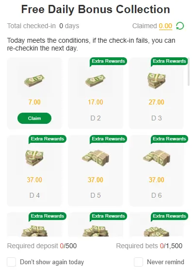 Daily free rewards of me5 game
