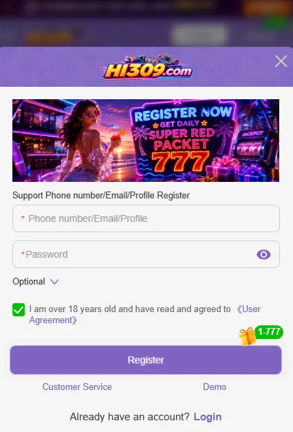 REGISTER AND LOGIN TO HI309
